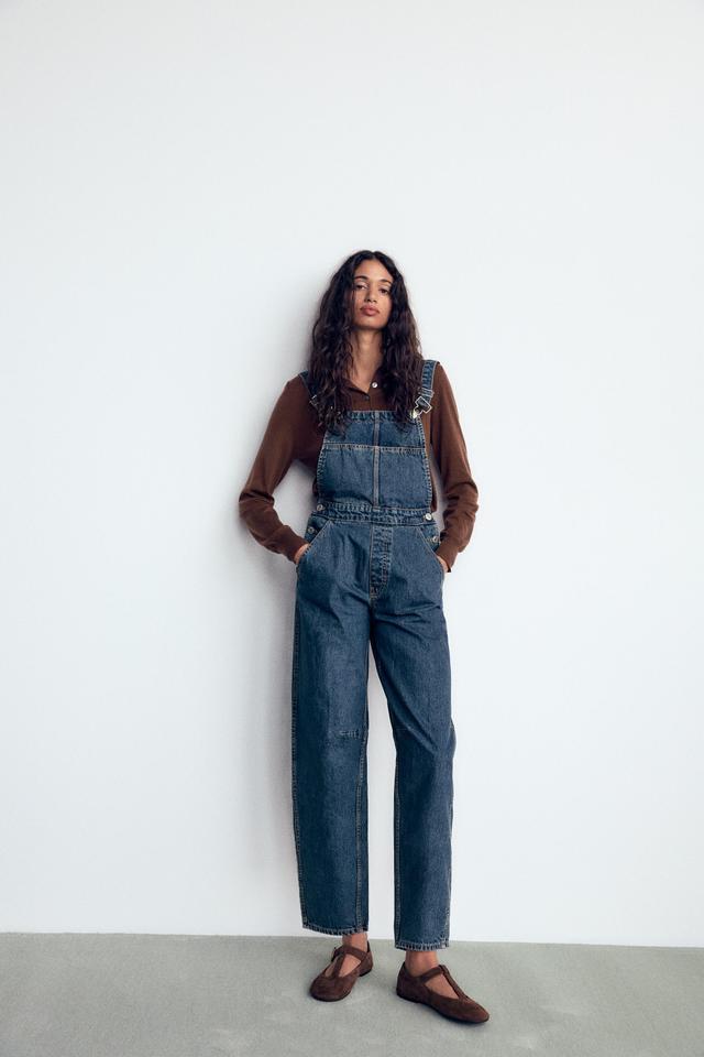 LONG TRF BAGGY DENIM JUMPSUIT Product Image