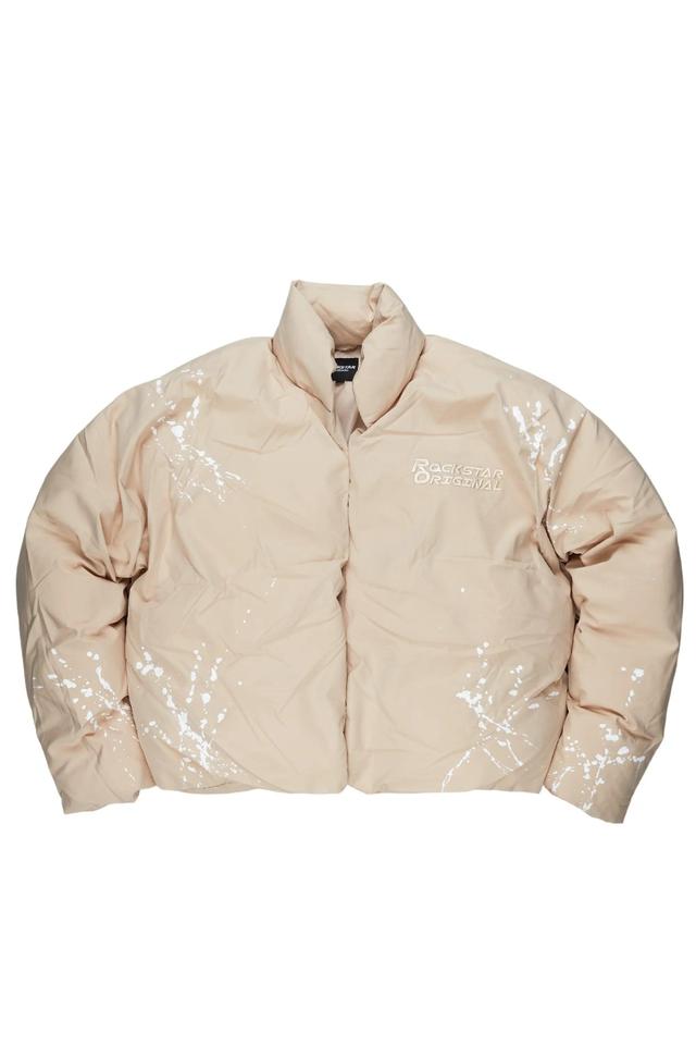 Rabbie Beige/White Puffer Jacket Male Product Image