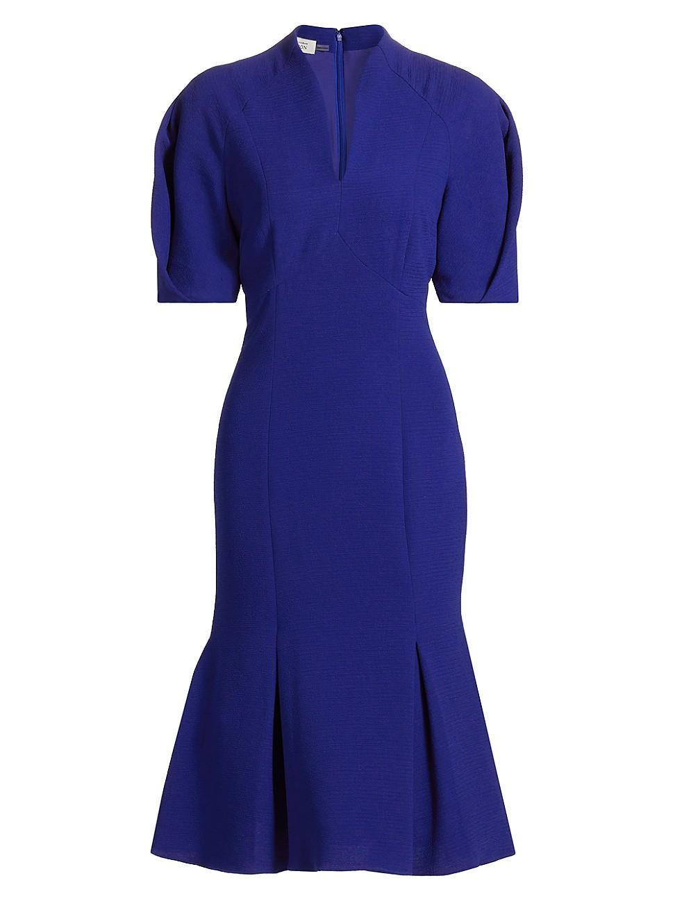 Womens Stretch Crepe V-Neck Midi-Dress Product Image