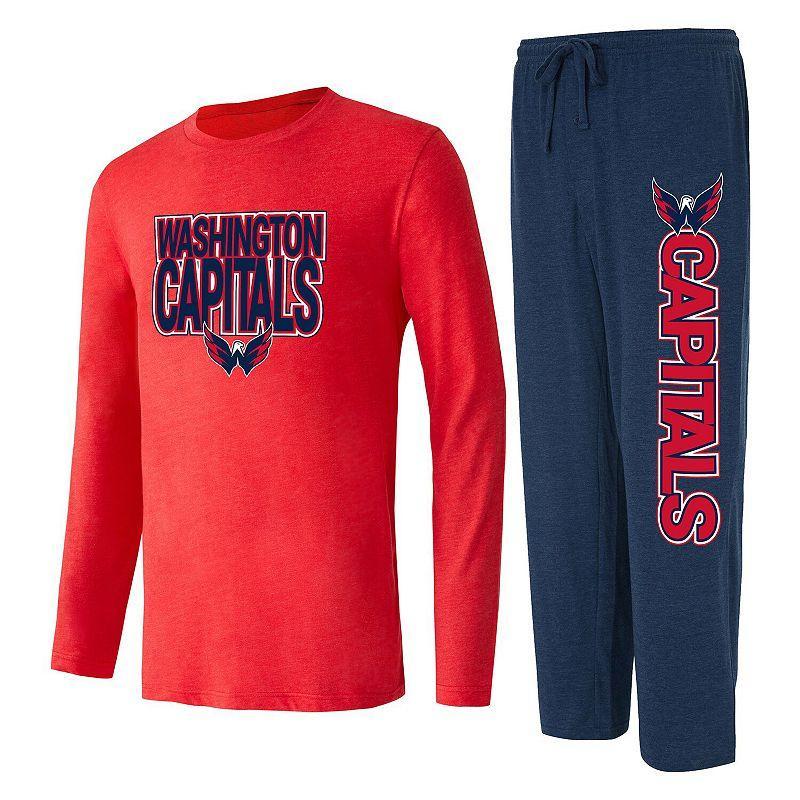 Mens Concepts Sport Navy/Red Washington Capitals Meter Long Sleeve T-Shirt & Pants Sleep Set Blue Product Image