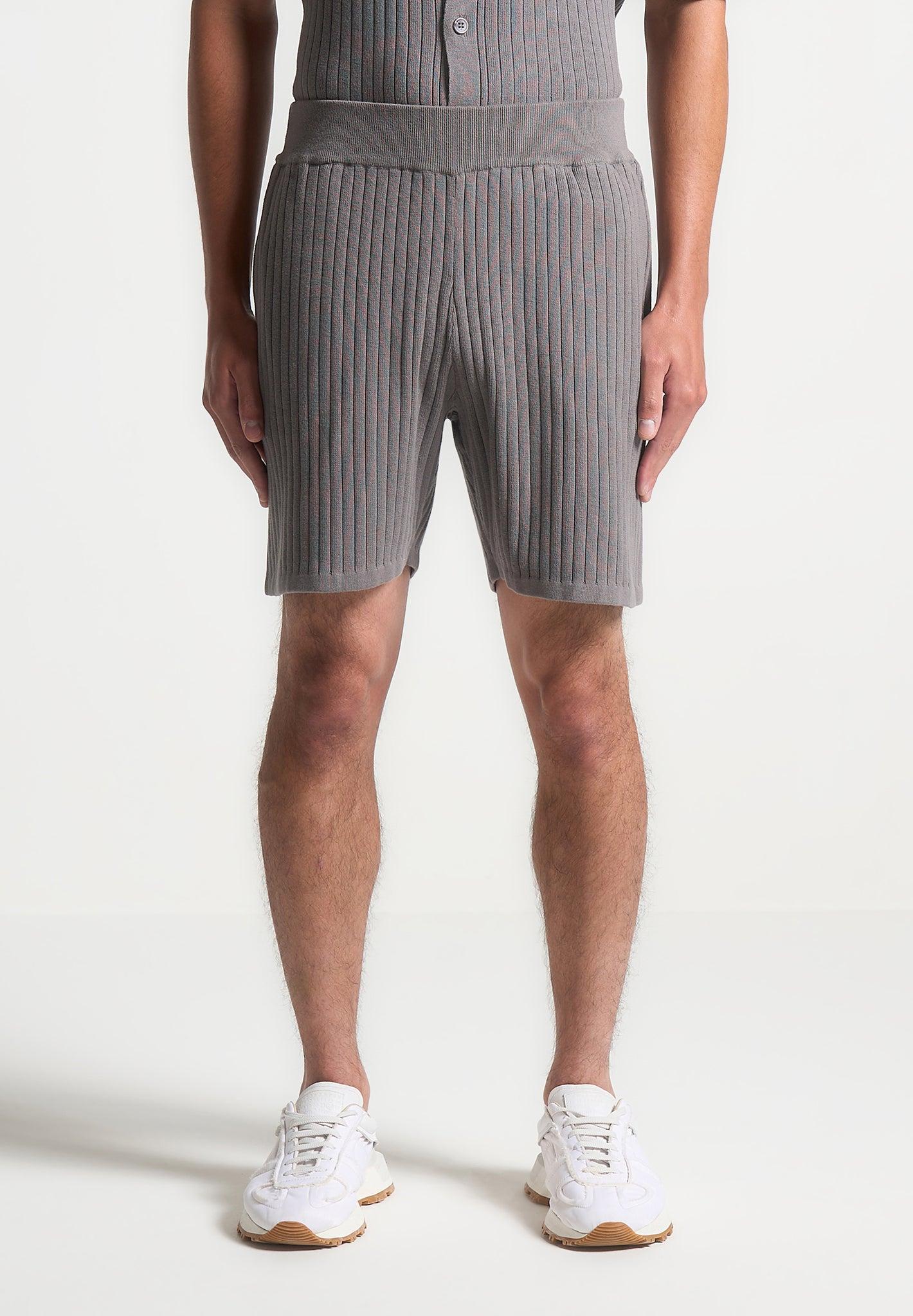 Ribbed Knit Shorts - Grey Male Product Image