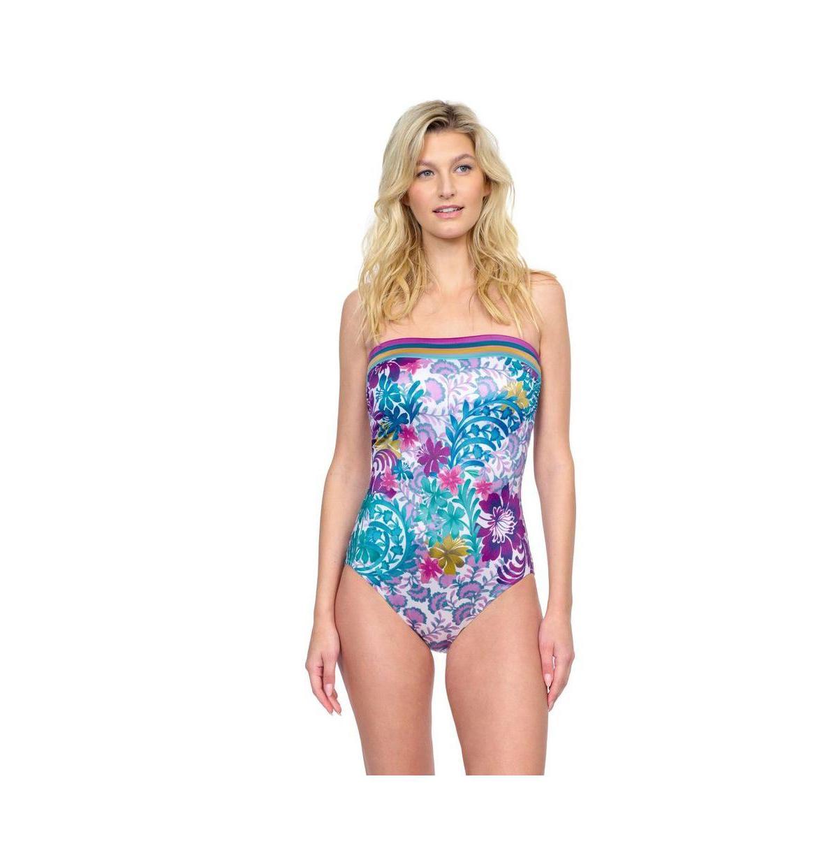 Womens Bali Floral Strapless One-Piece Swimsuit Product Image