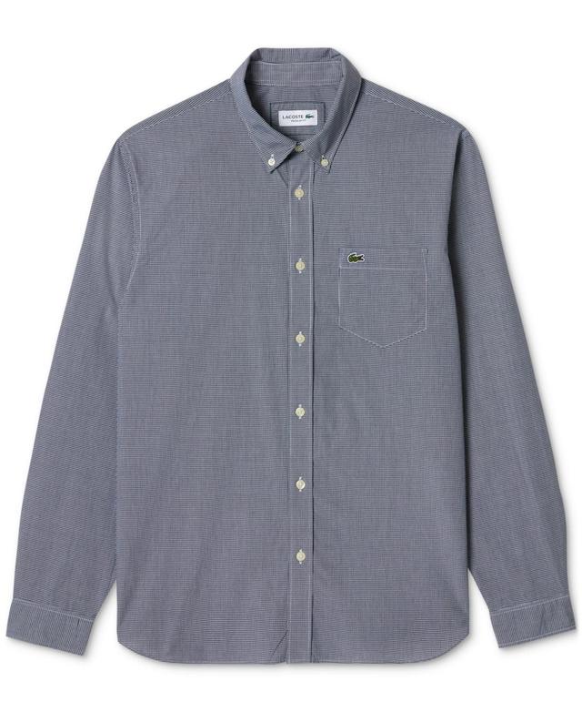 Lacoste Mens Regular-Fit Gingham Check Button-Down Shirt - Blanc Product Image