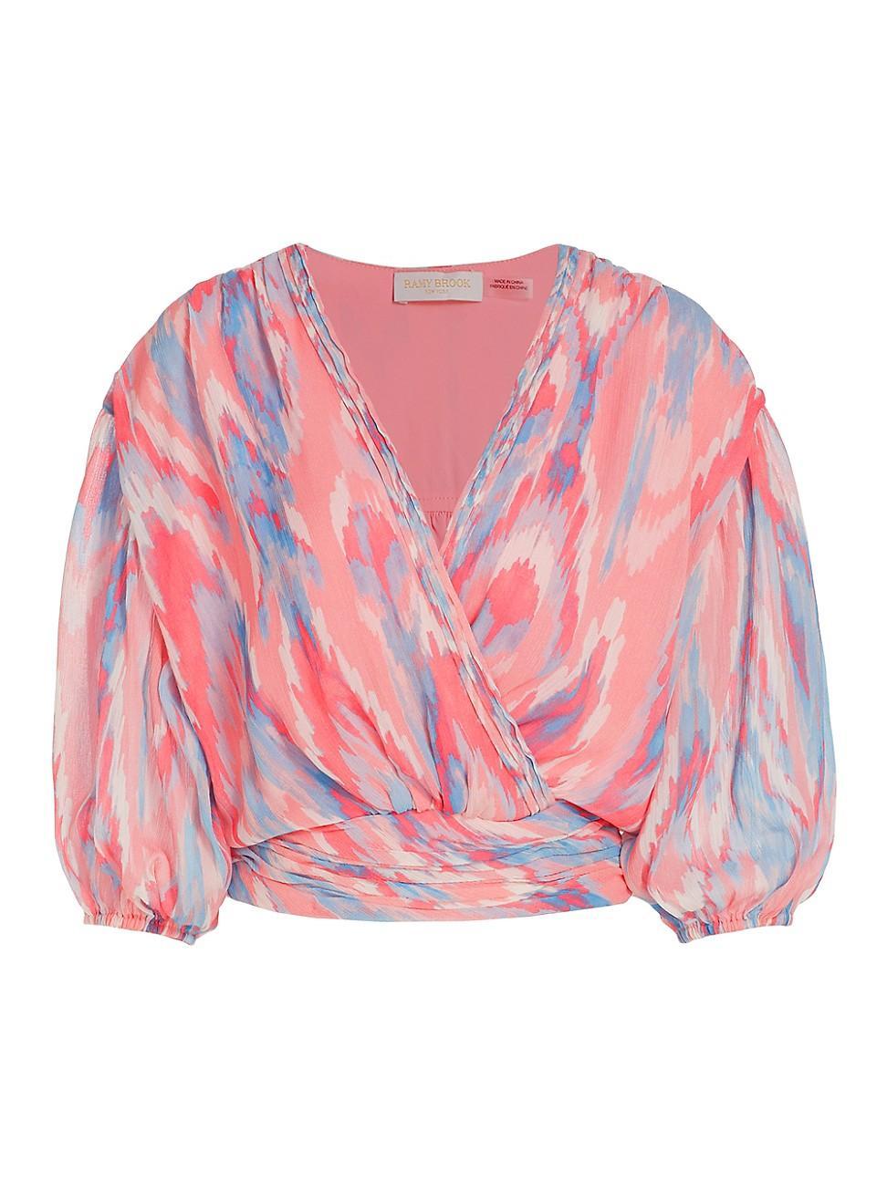 Womens Blaire Abstract Balloon-Sleeve Surplice Top Product Image