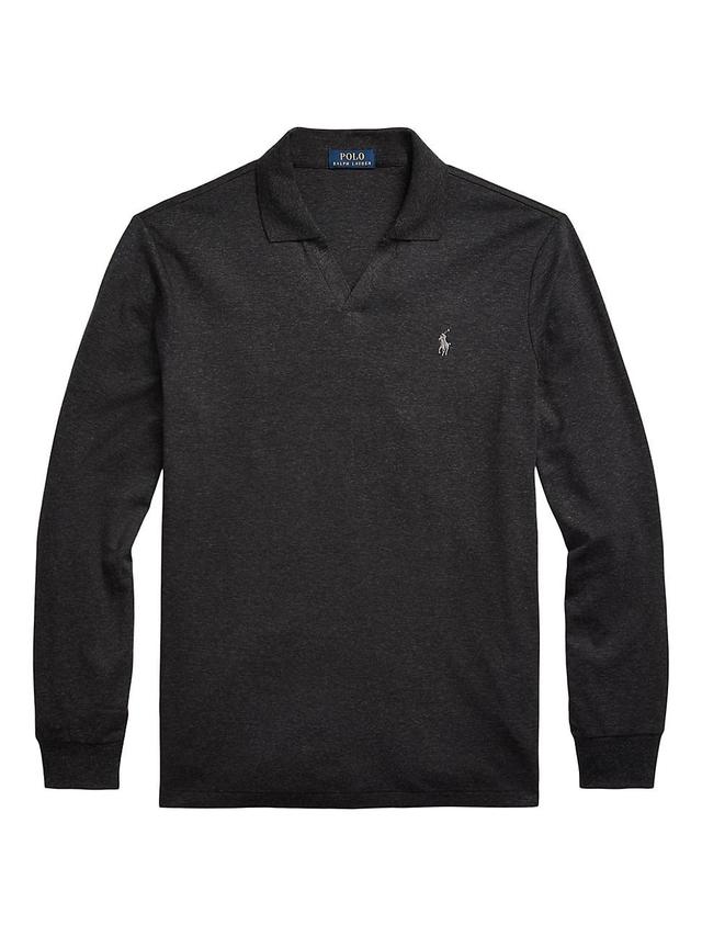 Mens Cotton Long-Sleeve Polo Shirt Product Image