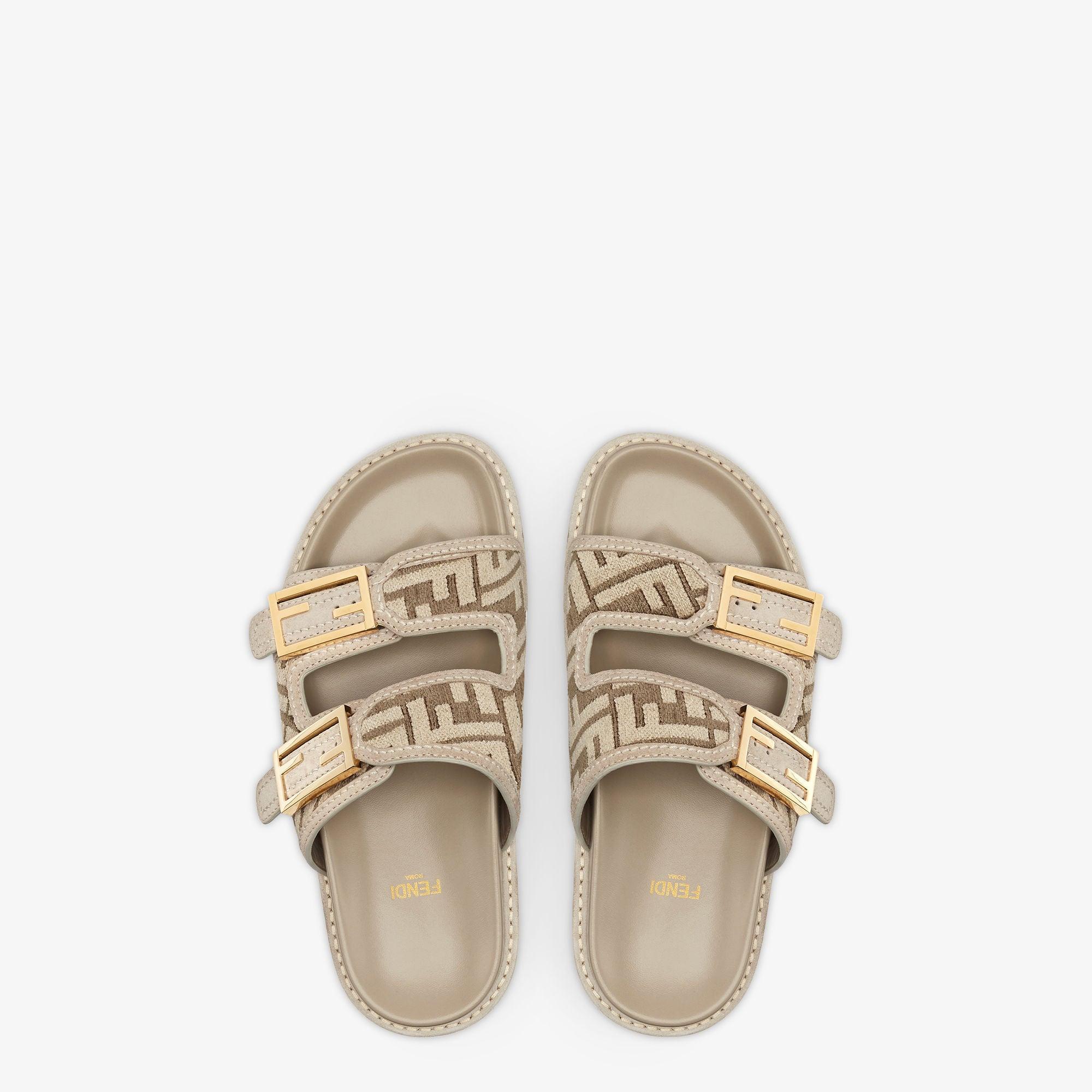 Fendi FeelDove gray FF chenille slides Product Image