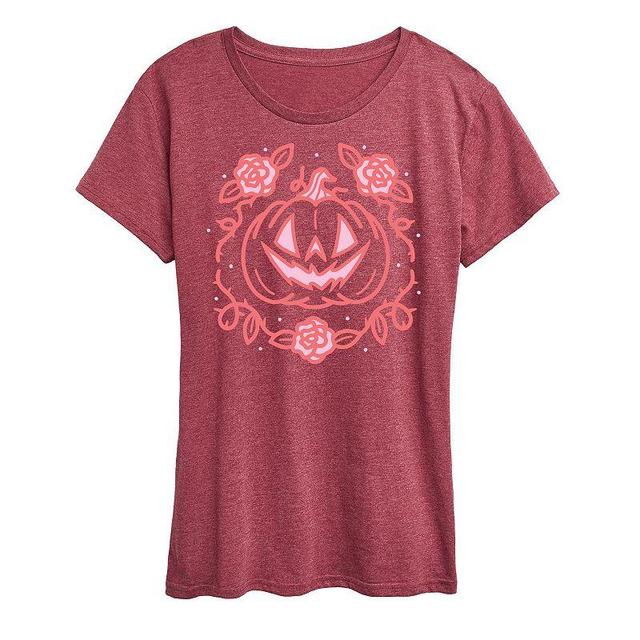 Womens Coquette Pumpkin Rose Graphic Tee Blue Product Image