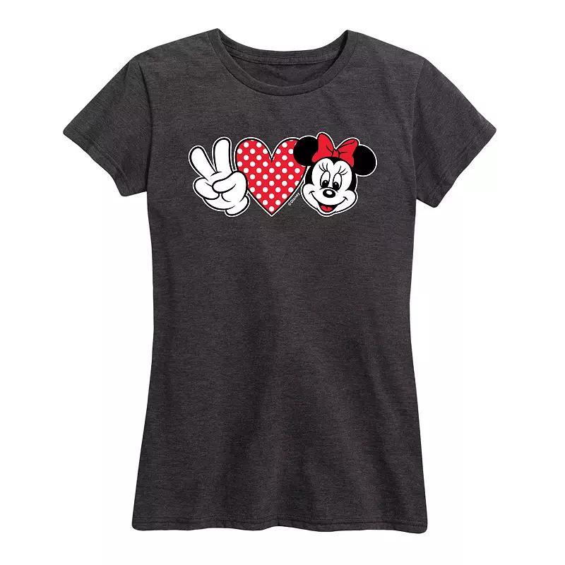 Disneys Minnie Mouse Womens Peace Love Graphic Tee Product Image