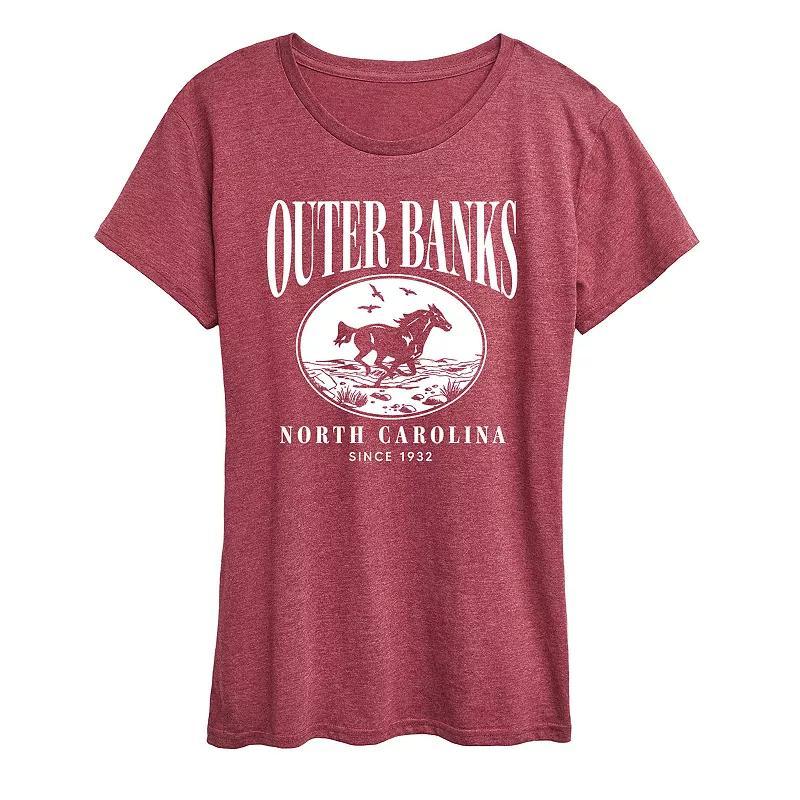 Womens Outer Banks Running Horse Graphic Tee Heather Grey Product Image