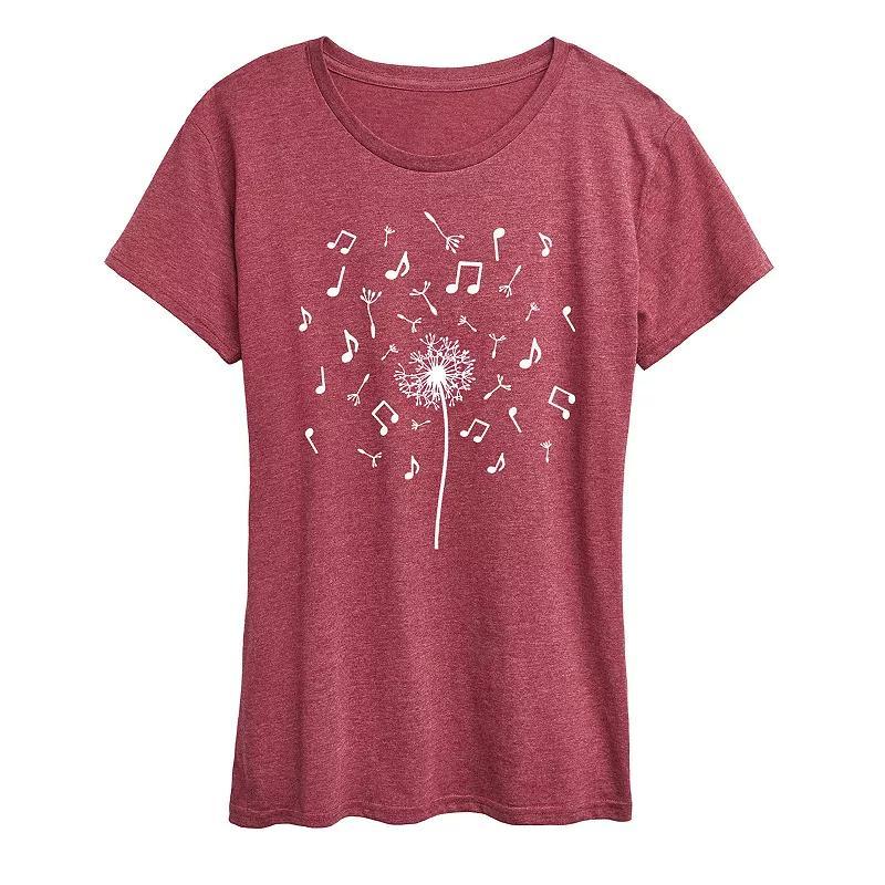 Womens Music Note Dandelion Graphic Tee Product Image