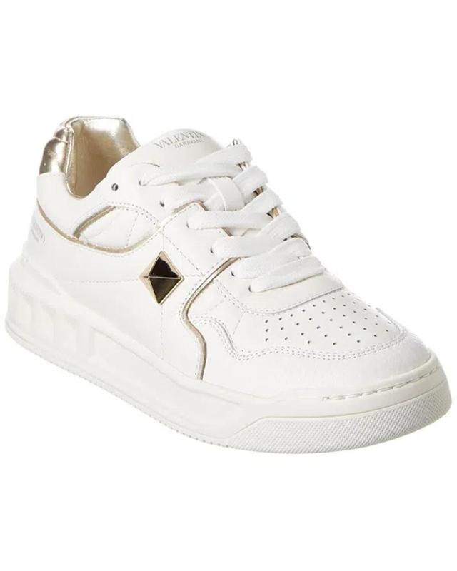 Roman Stud Leather Sneaker In White Product Image