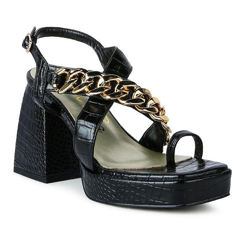 London Rag Frecklin Metal Chain Strap Womens Block Sandal Product Image