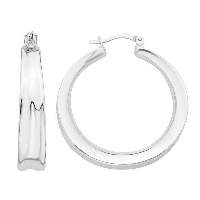 Sterling Silver Plain Polished Hoop Earrings, Womens Product Image