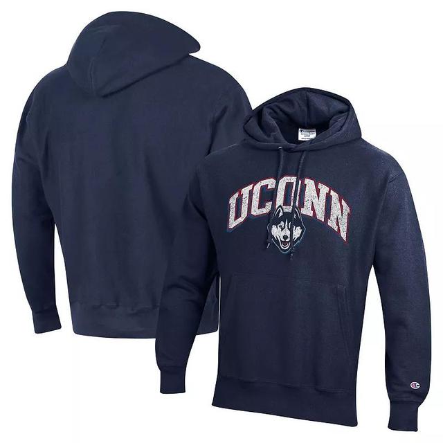 Mens Champion UConn Huskies Vault Late Night Reverse Weave Pullover Hoodie Blue Product Image