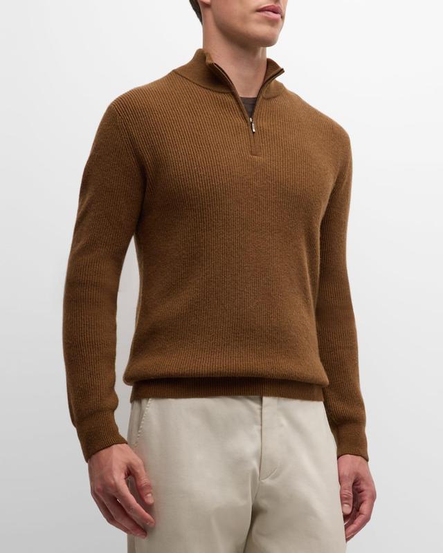 Mens Ribbed Quarter-Zip Sweater Product Image