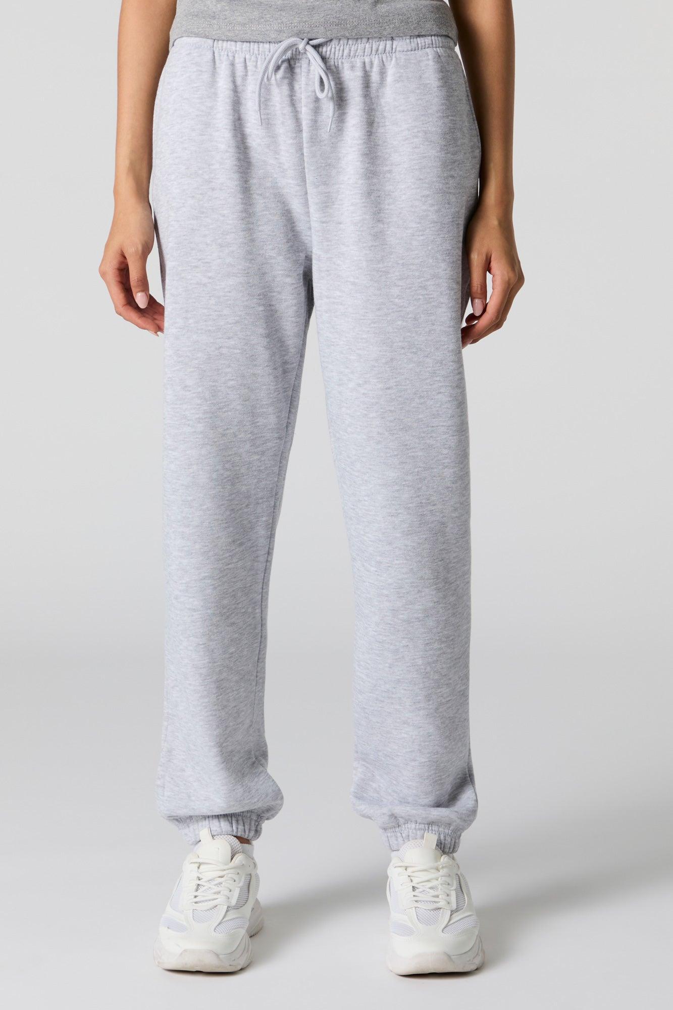 High Rise Solid Fleece Jogger Female Product Image