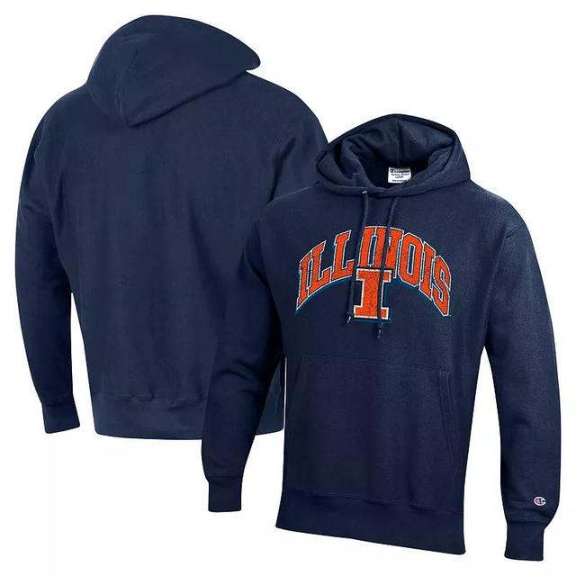 Mens Champion Illinois Fighting Illini Vault Late Night Reverse Weave Pullover Hoodie Blue Product Image