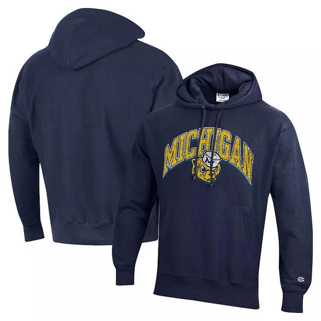 Mens Champion Michigan Wolverines Vault Late Night Reverse Weave Pullover Hoodie Blue Product Image