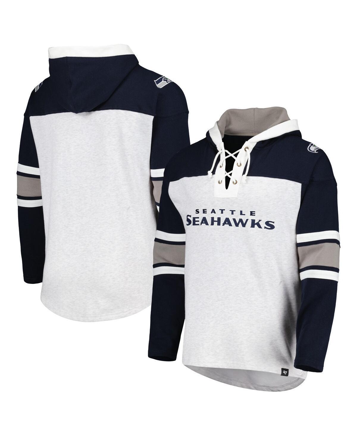 Mens 47 Seattle Seahawks Heather Gray Gridiron Lace-Up Pullover Hoodie Product Image