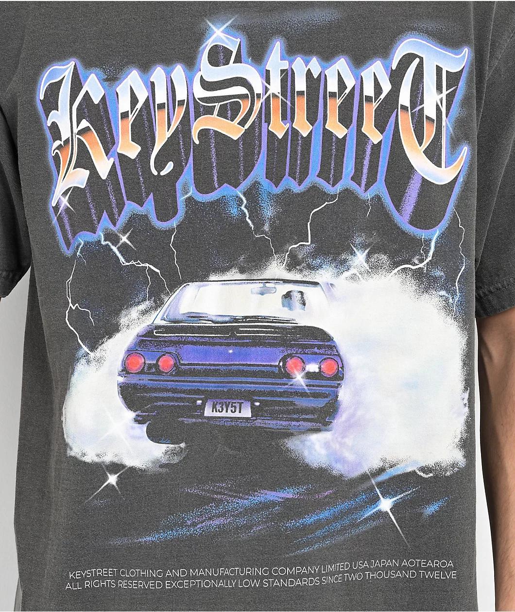 Key Street Burn Out Grey Wash T-Shirt Product Image