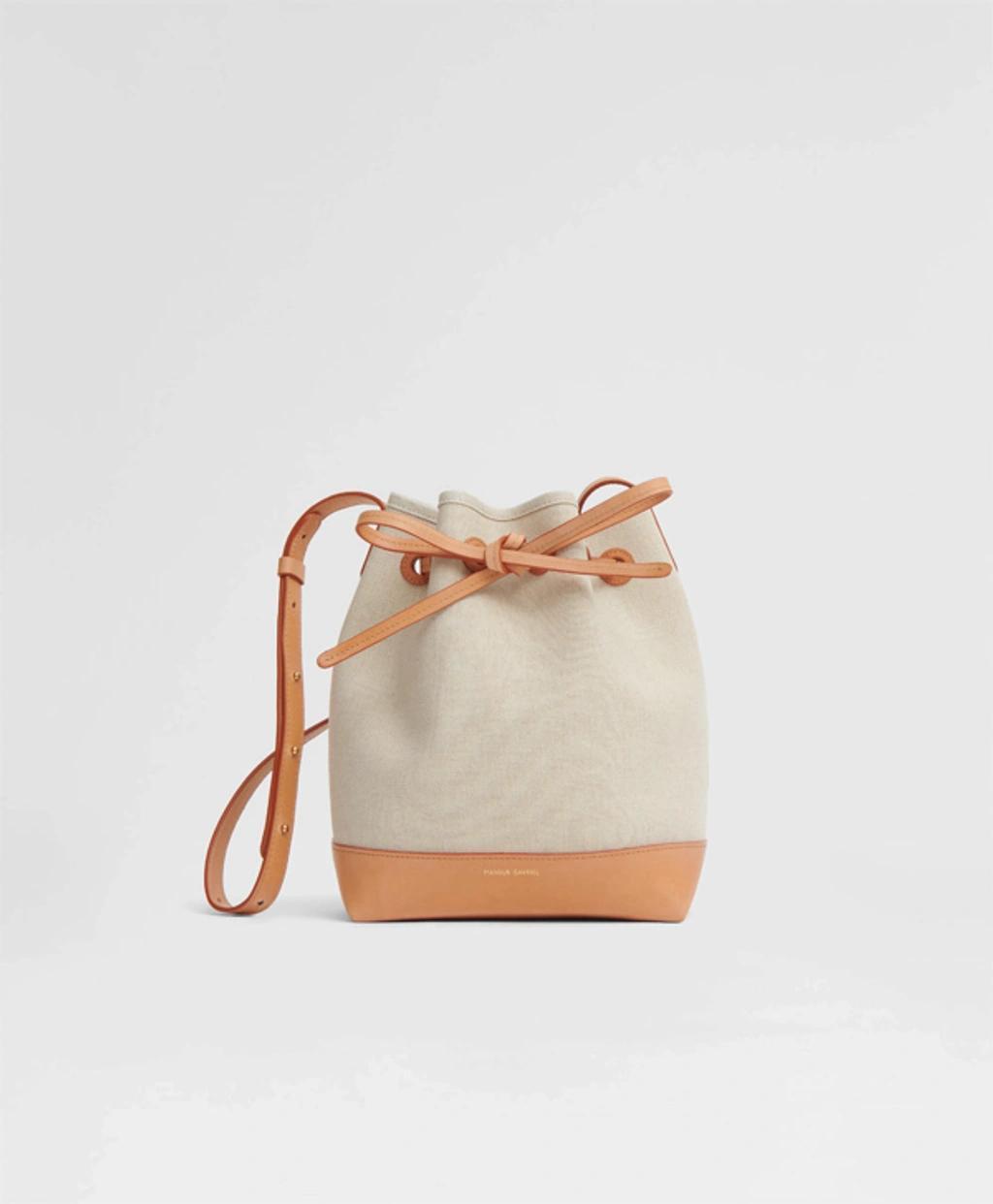 MANSUR GAVRIEL Mini Drawstring Canvas Bucket Bag In Natural Product Image