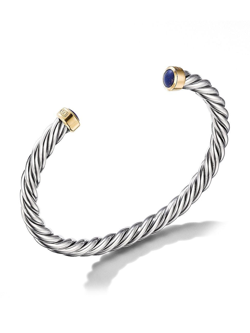 Mens Cable Cuff Bracelet with 18K Yellow Gold Product Image