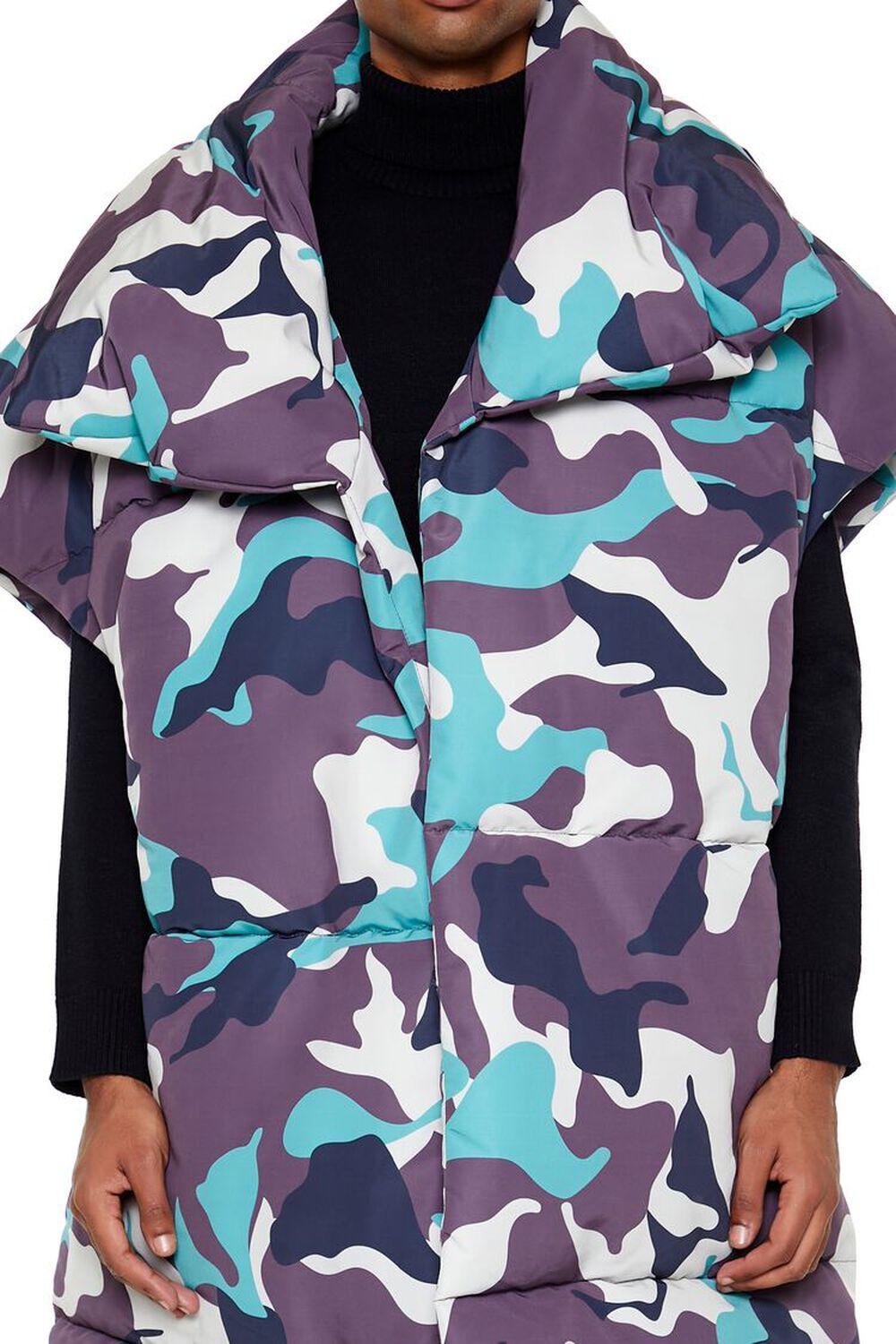 Camo Print Longline Puffer Vest | Forever 21 Product Image