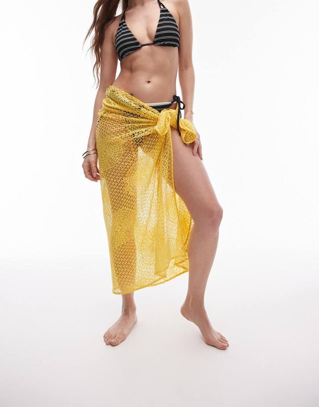 Topshop beach sarong in yellow crochet Product Image