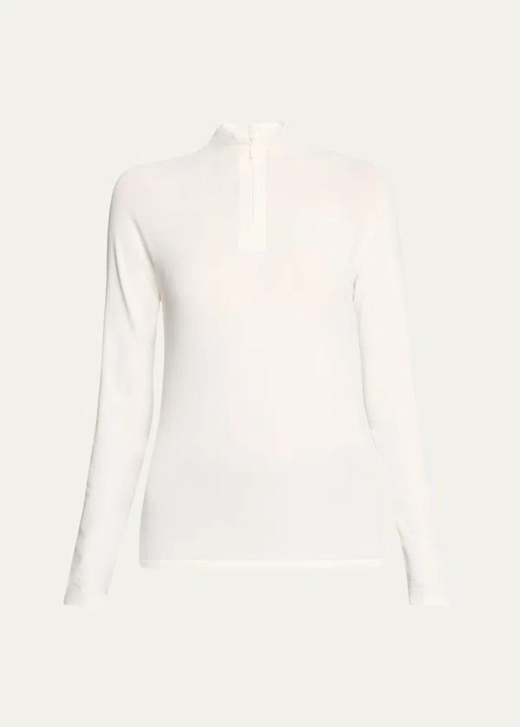 Patti Quarter-zip Long-sleeve Top In White product image