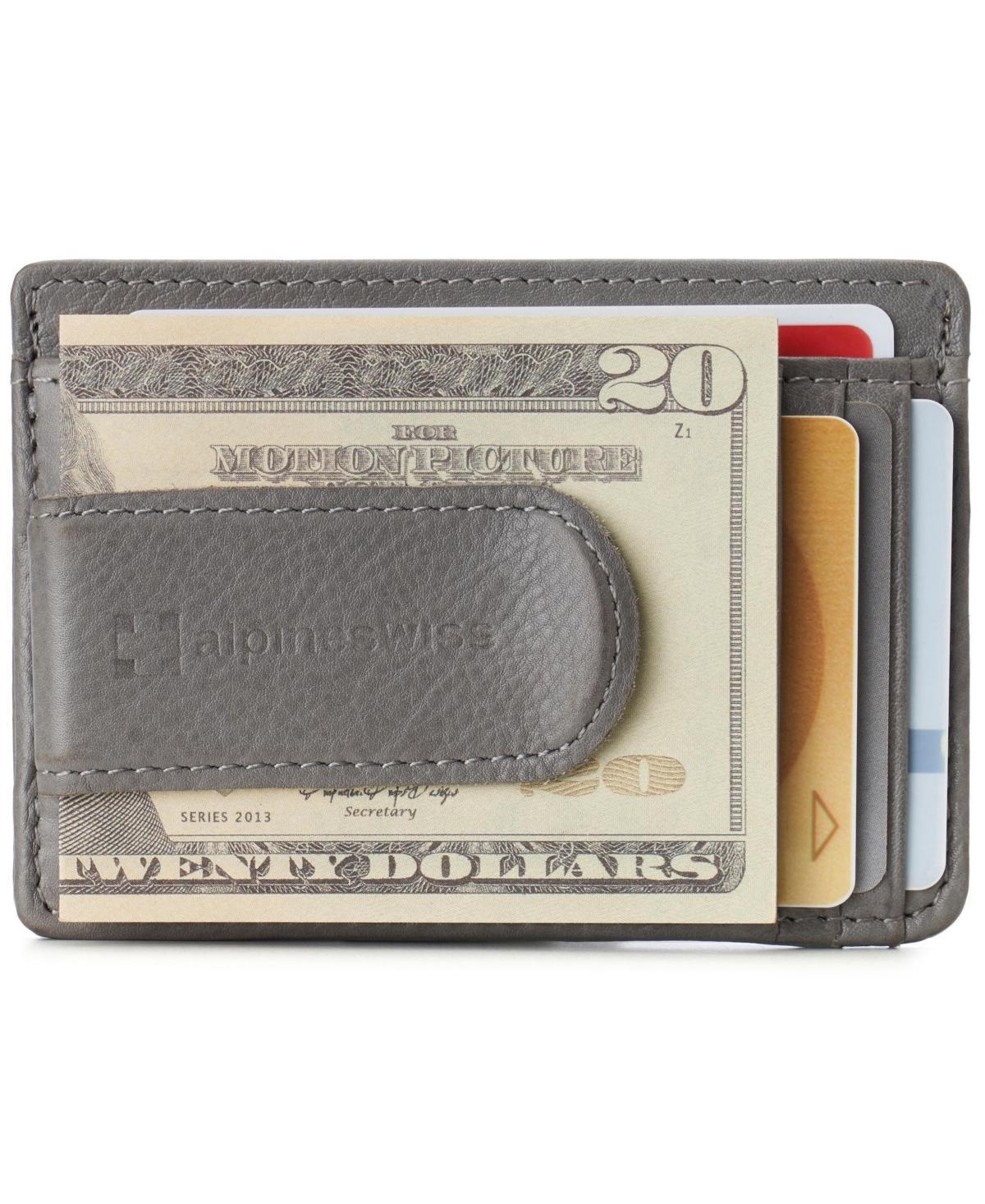 Alpine Swiss Mens Rfid Money Clip Leather Minimalist Wallet Card Case Id Window - Tan Product Image