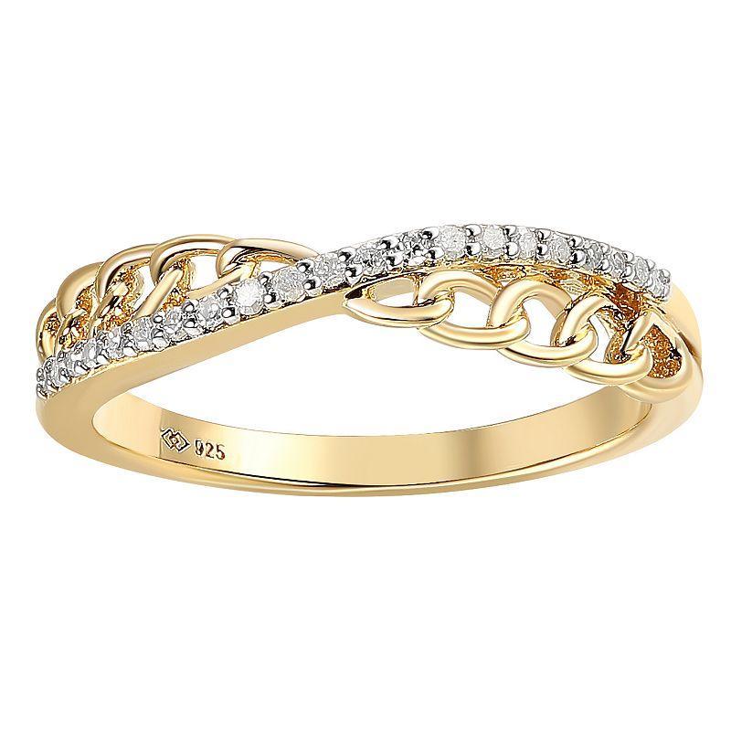 14k Gold Over Silver 1/ 10 Carat T.W. Diamond Crisscross Link Ring, Womens Gold Tone Product Image