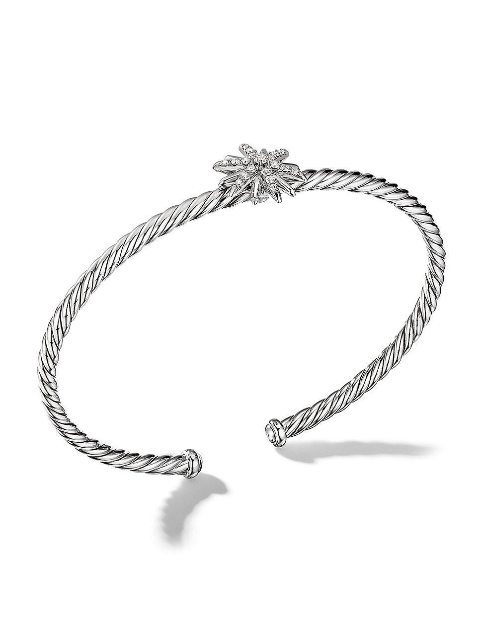 Womens Starburst Center Station Bracelet in Sterling Silver Product Image