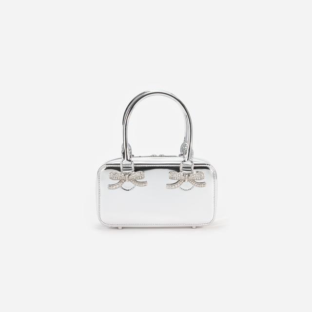 Metallic Silver Leather Mini Tote Bag Product Image