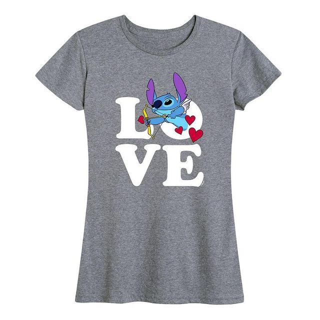 Disneys Lilo & Stitch Womens Love Cupid Graphic Tee Blue Product Image