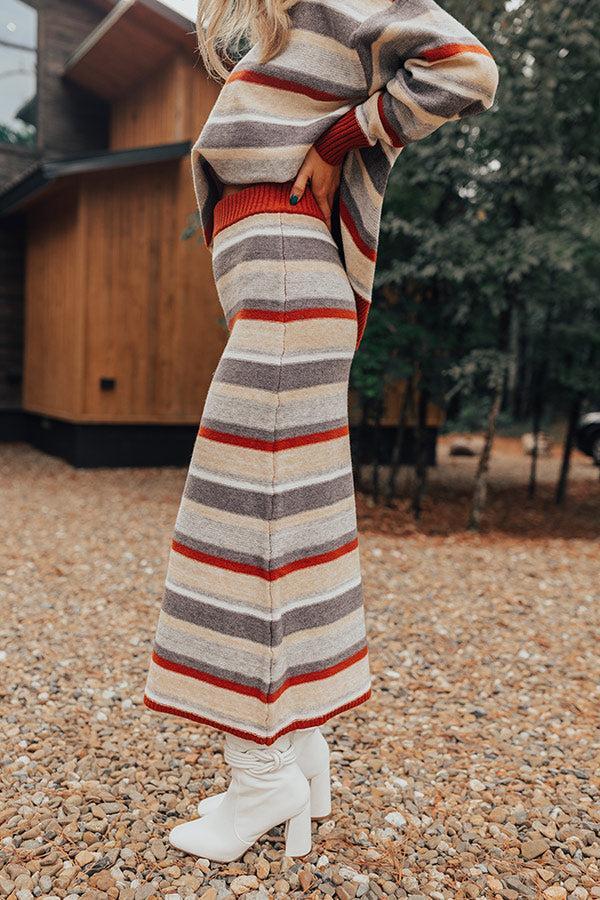 Mulled Wine Stripe Sweater Skirt Product Image