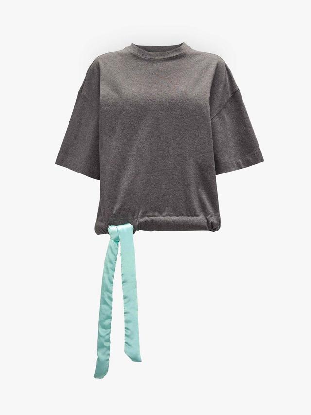 SATIN CROPPED T-SHIRT in grey | JW Anderson US  Product Image