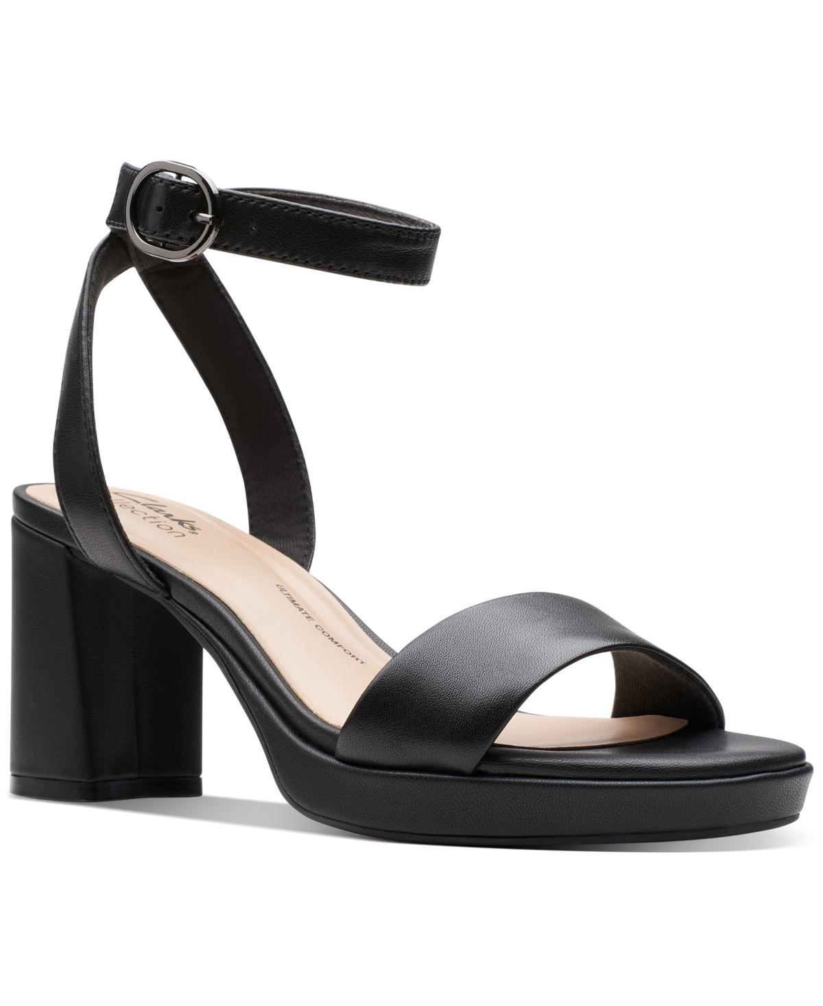 Clarks Womens AmberLyn Bay Ankle-Strap Block-Heel Sandals Product Image