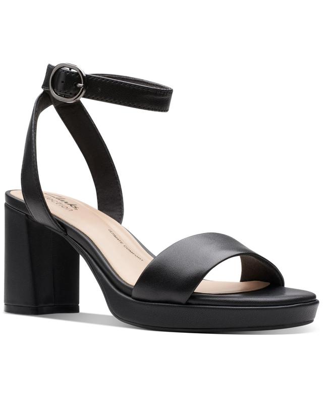 Clarks Womens AmberLyn Bay Ankle-Strap Block-Heel Sandals Product Image