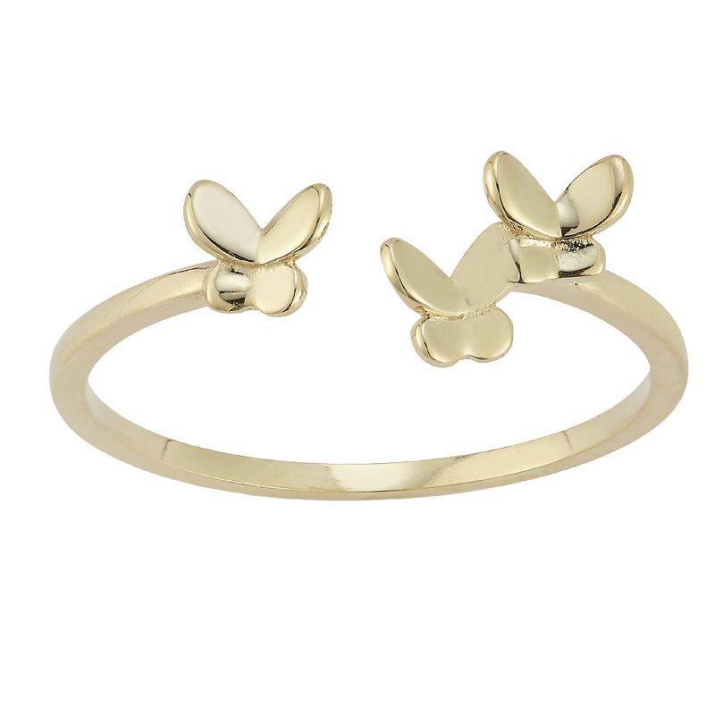 LUMINOR GOLD 14k Gold Triple Butterfly Open Ring, Womens Yellow Product Image