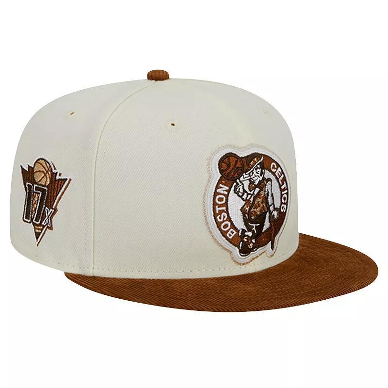 Mens New Era Cream/Brown Boston Celtics 2-Tone Corduroy Visor 59FIFTY Fitted Hat Product Image