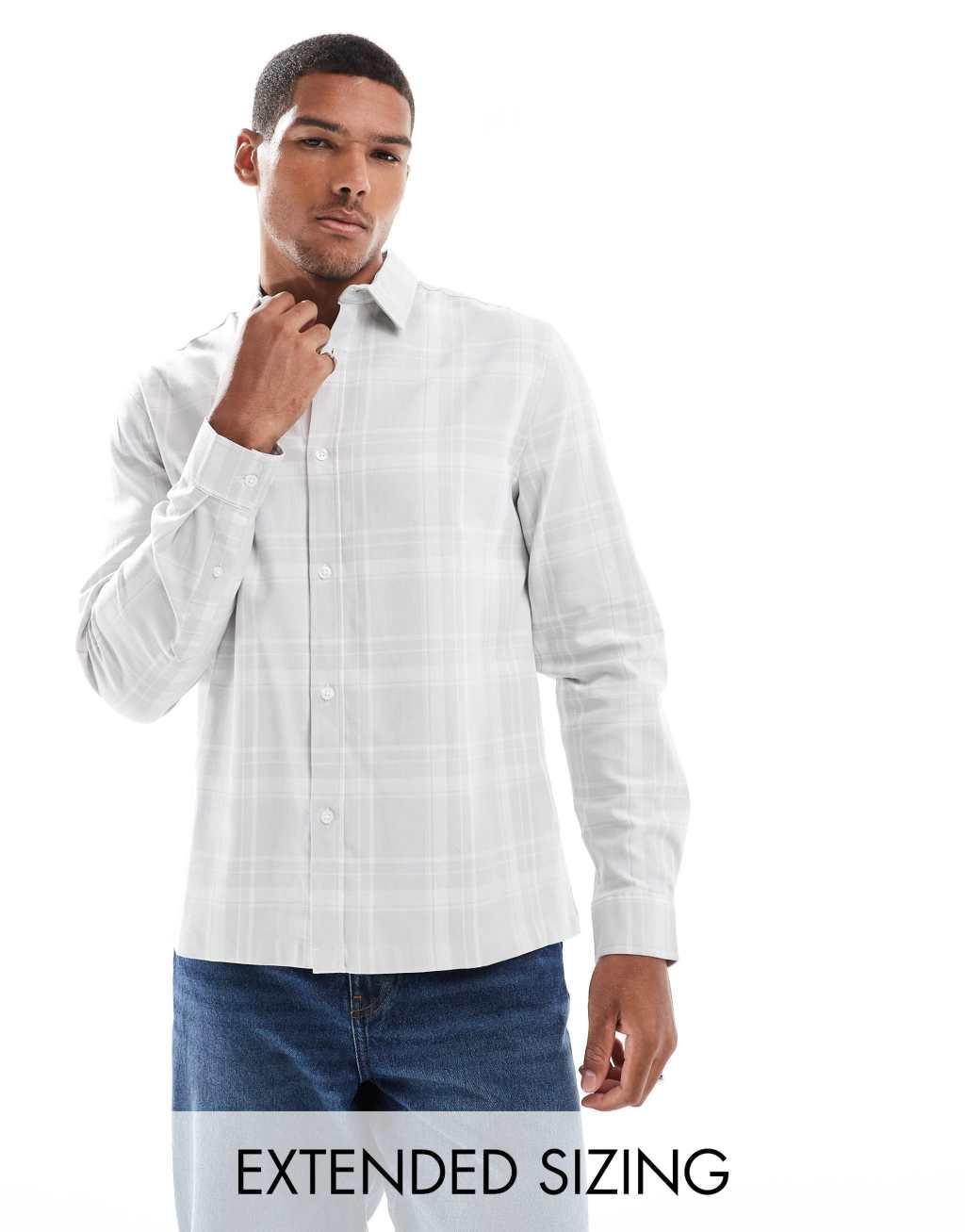 ASOS DESIGN slim check shirt in grey  Product Image