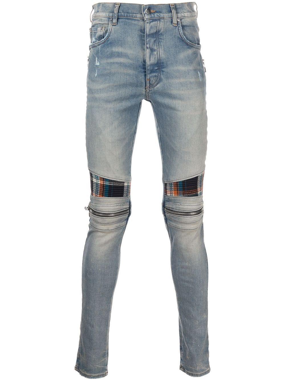 mid-rise contrasting-panel skinny jeans Product Image