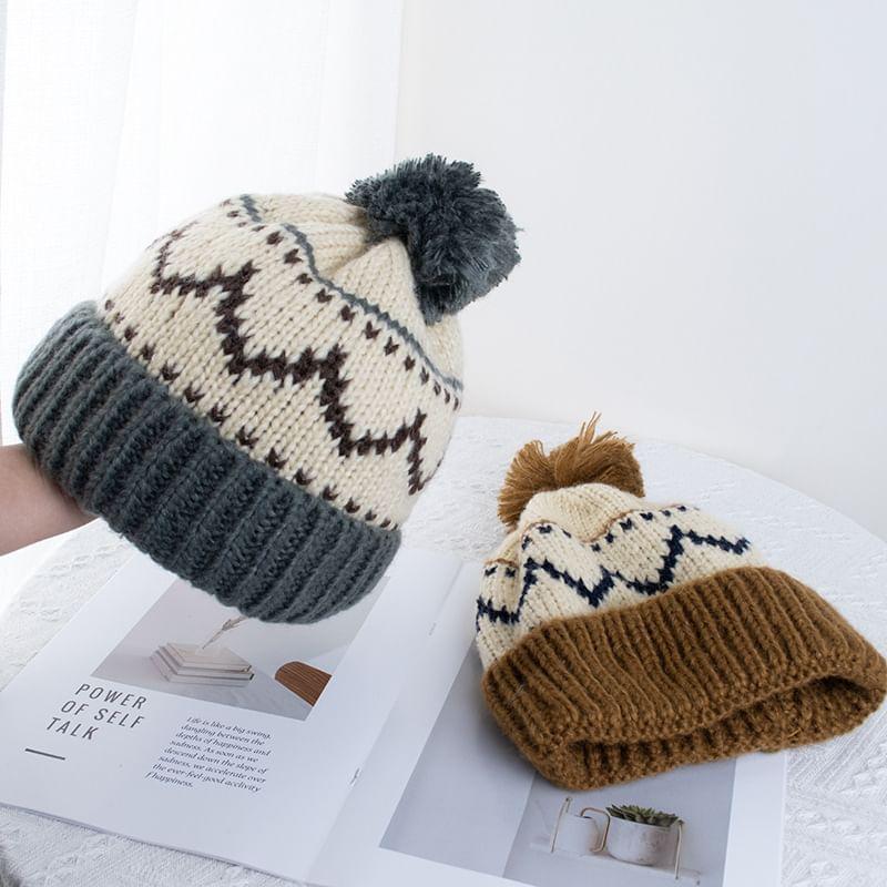 Chevron Pom Pom Knit Beanie product image