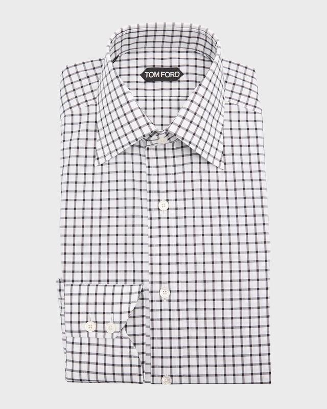 Men's Slim-Fit Cotton Grid Check Sport Shirt Product Image