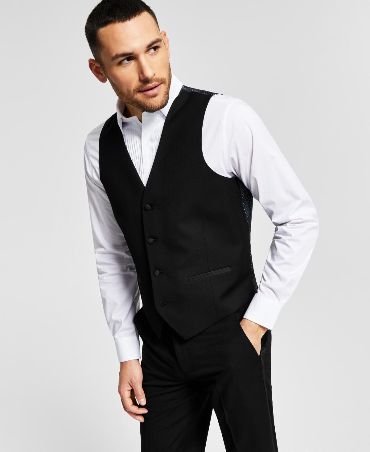 Alfani Mens Classic-Fit Stretch Black Tuxedo Vest, Created for Macys Product Image