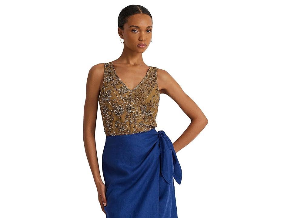 LAUREN Ralph Lauren Beaded Mesh Sleeveless Blouse (Burnished ) Women's Clothing Product Image