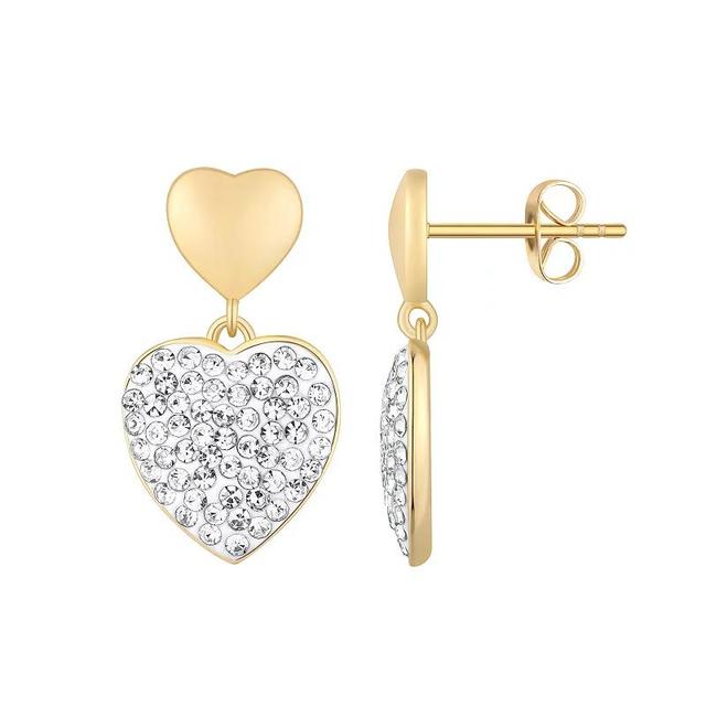 Chrystina Crystal Heart Drop Earrings, Womens, Gold Tone Product Image