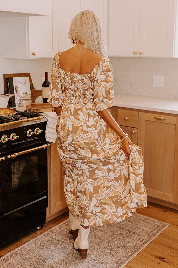 Charming Smile Floral Maxi Dress in Mocha Product Image