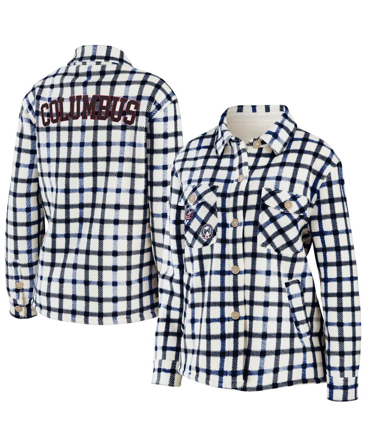 Womens Wear by Erin Andrews Oatmeal Nashville Predators Plaid Button-Up Shirt Jacket Product Image