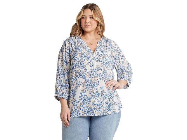 NYDJ Pintuck Blouse Dahlia) Women's Clothing Product Image